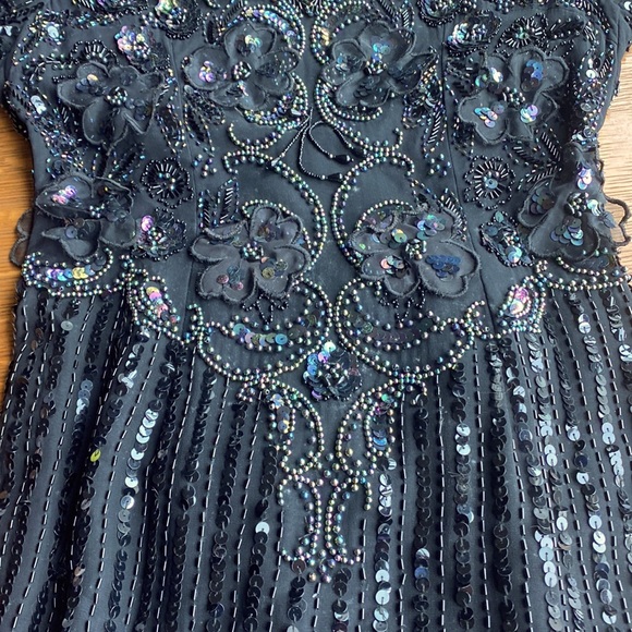 Lillie Rubin (LR) Elegant Iridescent Beaded Black Evening Gown - Picture 9 of 13